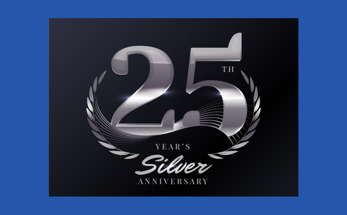 Gradient silver anniversary logo; image by Freepik, via Magnific.com.